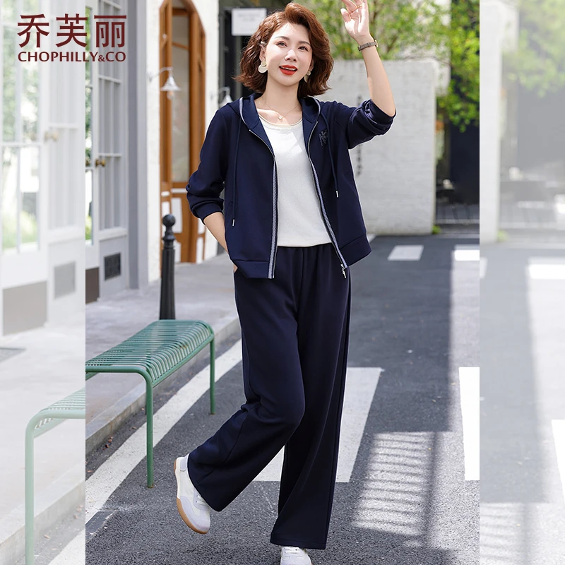 妈妈秋装运动套装2025新款50多岁中老年外套女春秋休闲裤子两件套