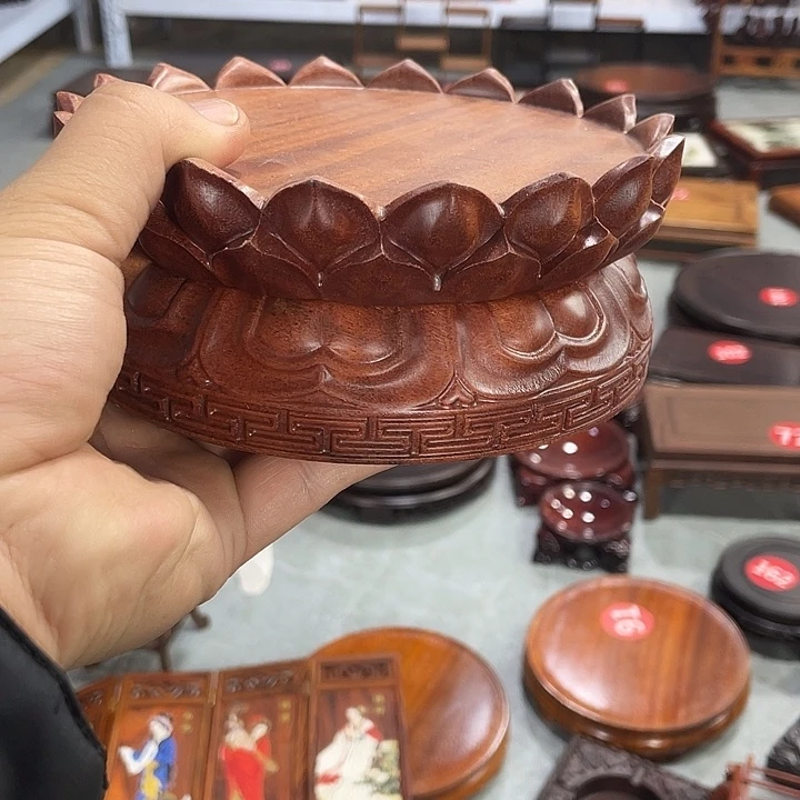明***好紫砂红木底座工艺品红木底座工艺品14公分