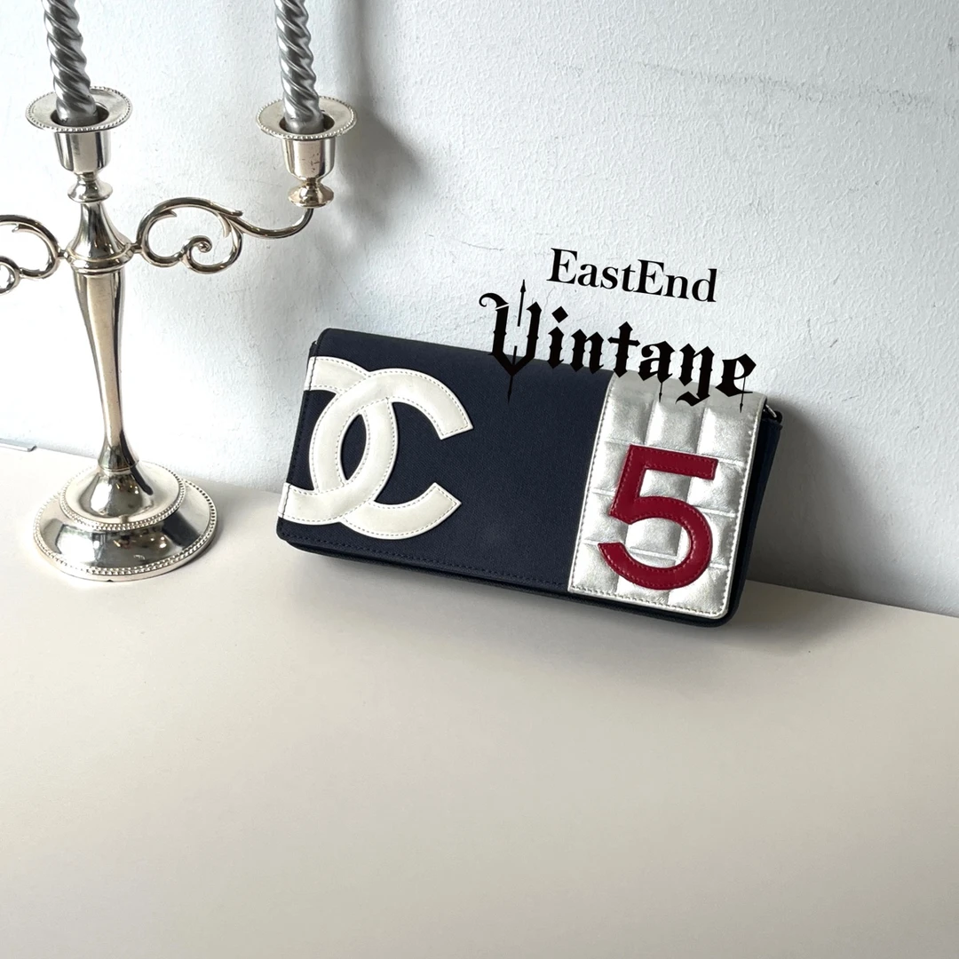 95新 Chanel/香奈儿 東区-7开帆布拼皮冰格5号法棍包/42160