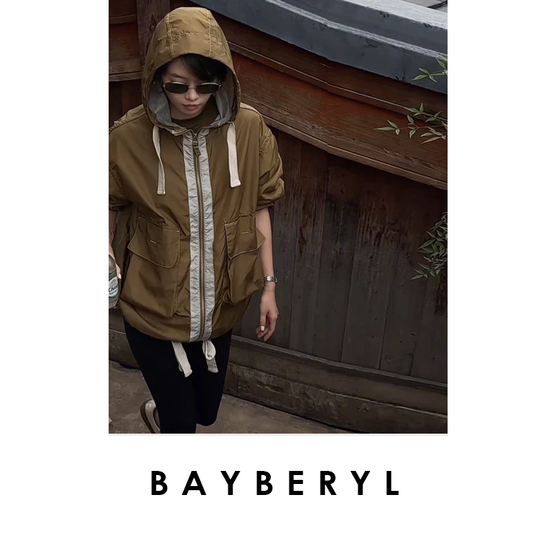 BAYBERYL老贝山野间*日系户外拼接连帽秋休闲外套9MF5G1743-7/20