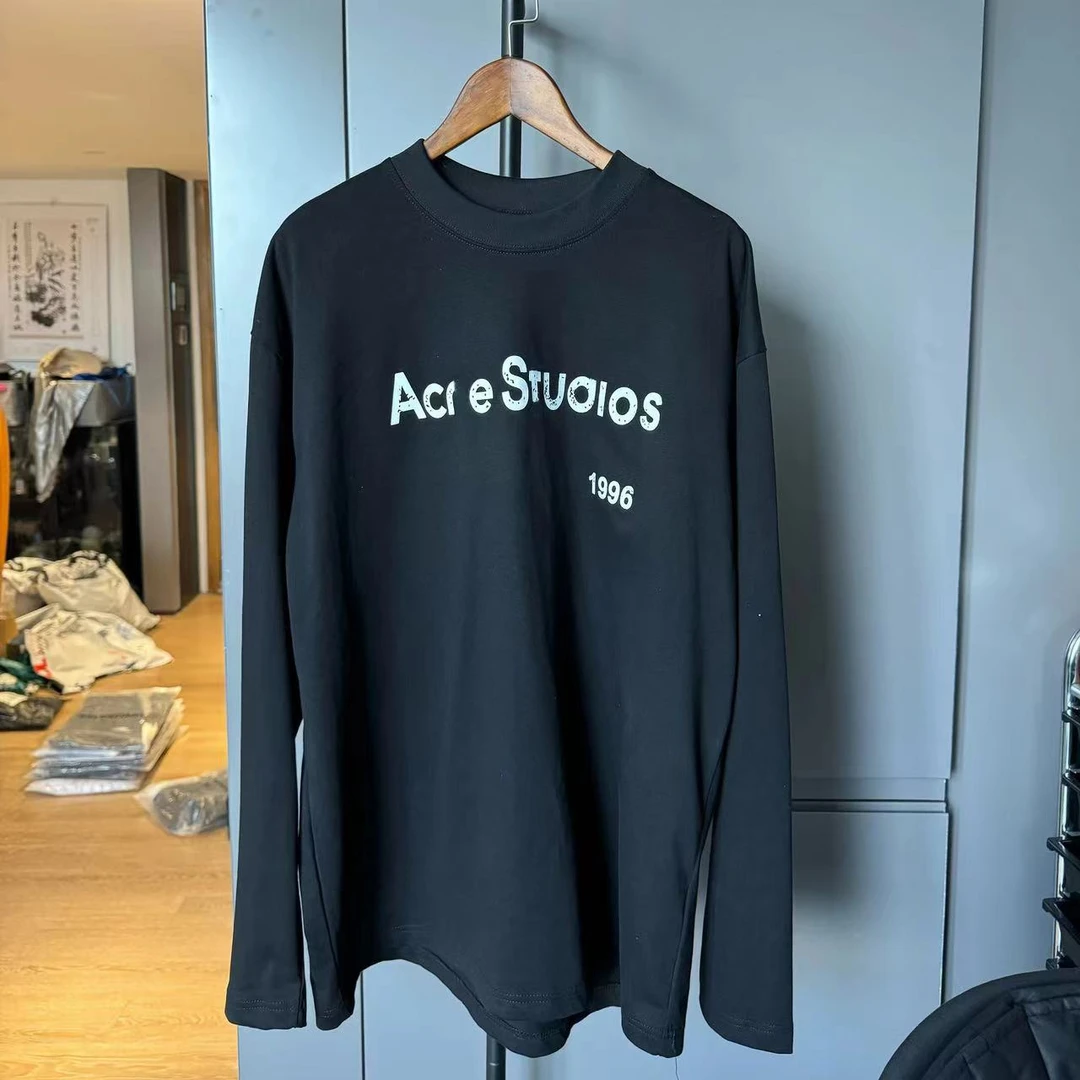 24SS新款A家前后经典l字母裂纹印花圆领长袖t男女同款