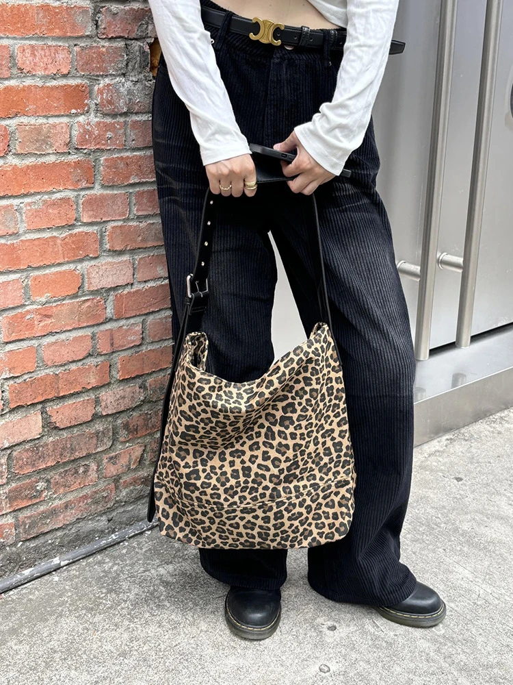 豹纹复古学生潮流ins秋冬大包包网红单肩斜挎包