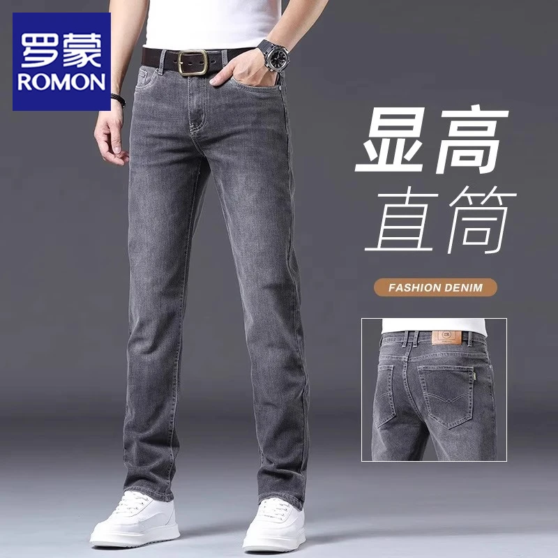 罗蒙夏季薄款牛仔裤男士直筒宽松男裤2025新款弹力潮流休闲长裤子