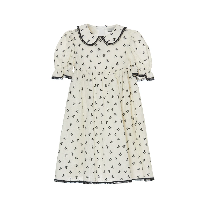 ff&dd童装2025夏季女童连衣裙条纹女碎花A字连衣裙裙法式子收腰