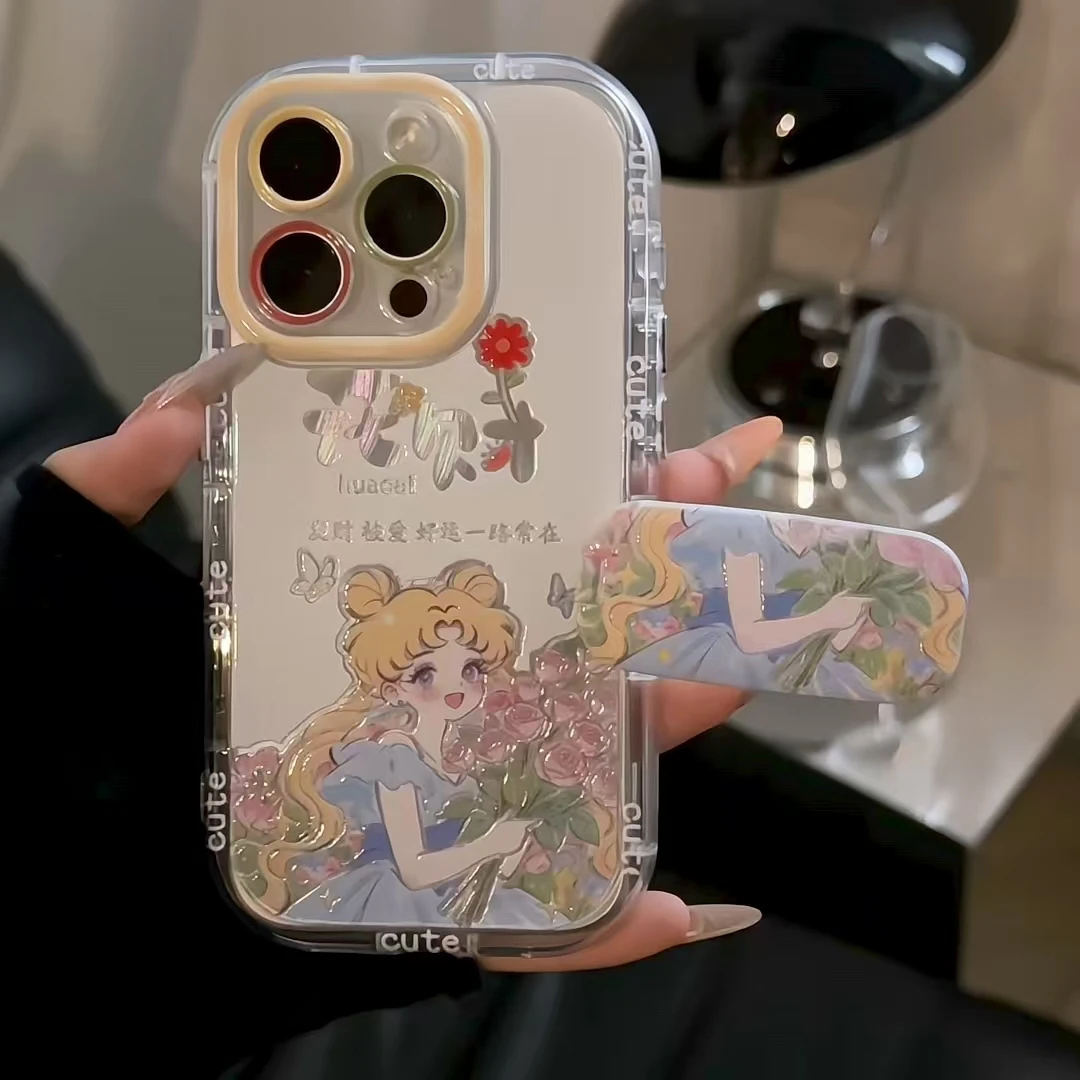 羽纱奶油壳适用苹果/华为/小米/oppo/vivo花财月野兔is支架手机壳