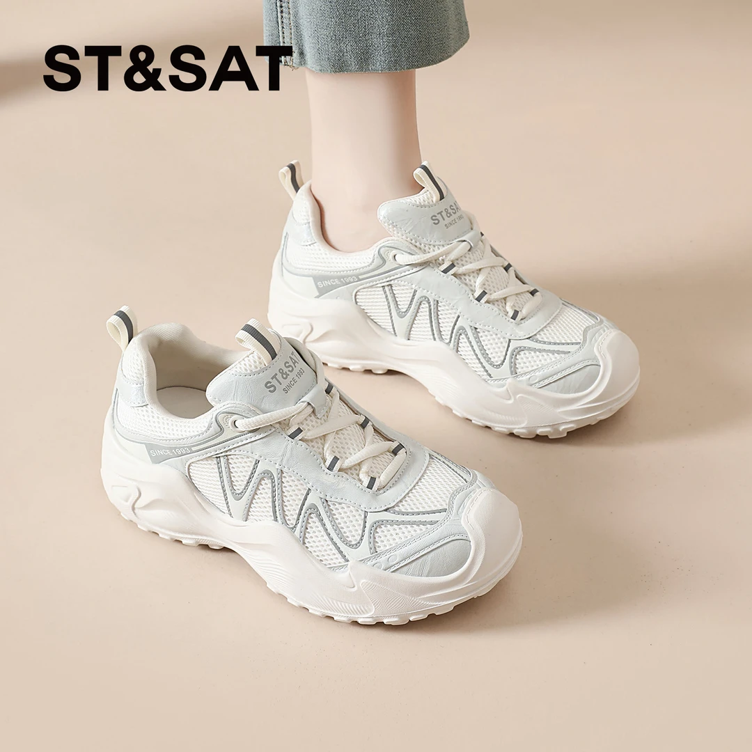 星期六小白鞋女2025秋季新款透气网鞋户外徒步登山鞋休闲运动鞋子