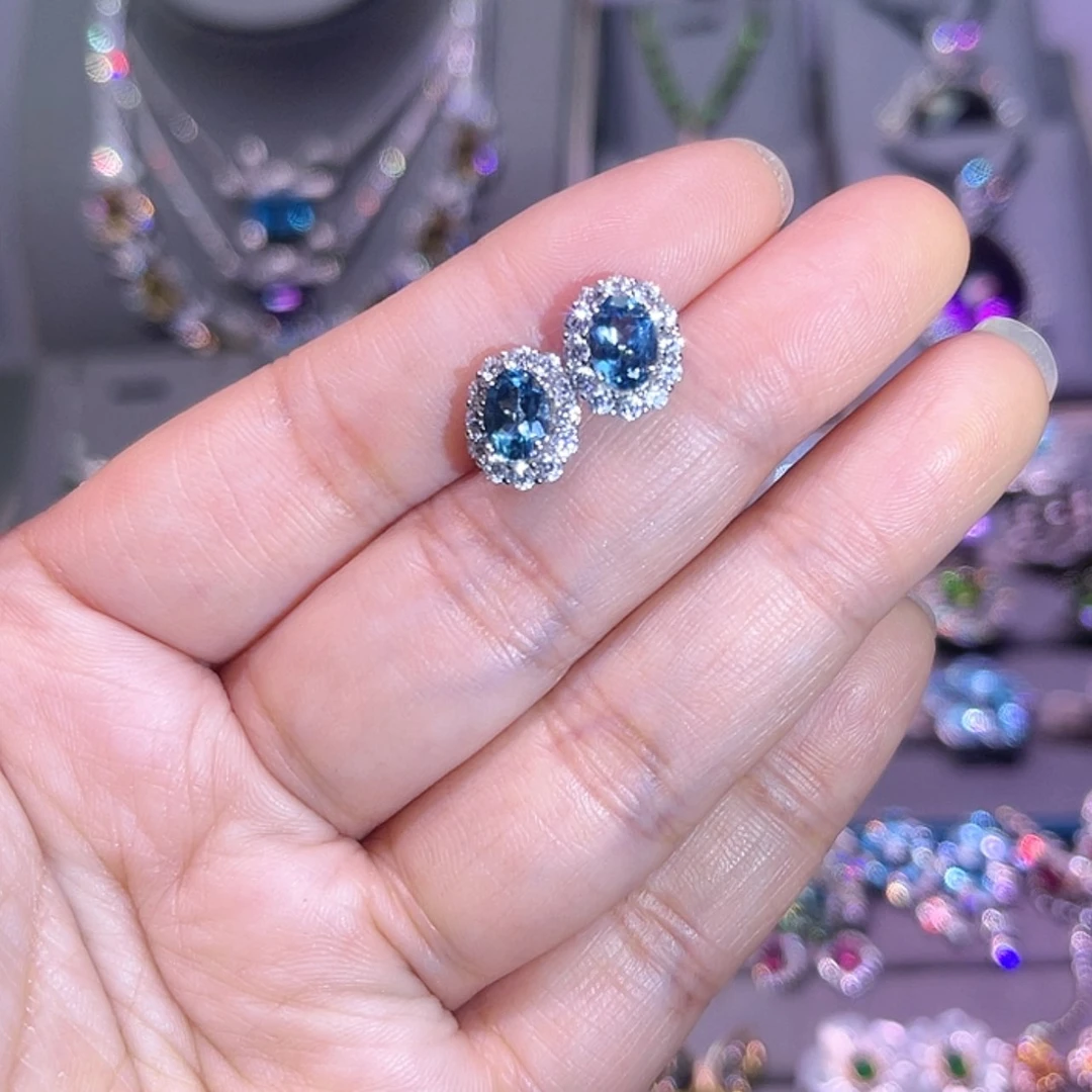 【闪购商品】托帕石耳饰银S925镶嵌