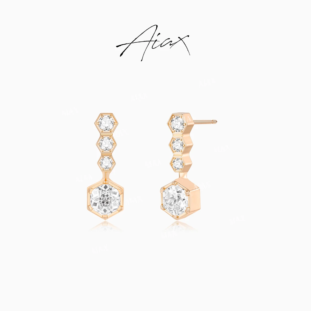 AIAX【巢光影】 双十一轻奢小众高级感时尚百搭蜂巢耳环TSL3197