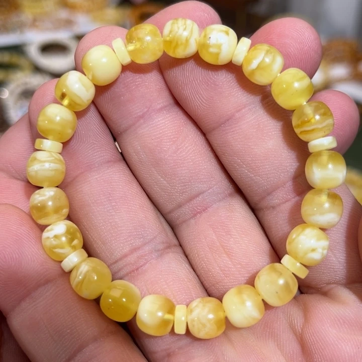 蜜蜡未镶嵌手链微瑕00008.5x8.0mm