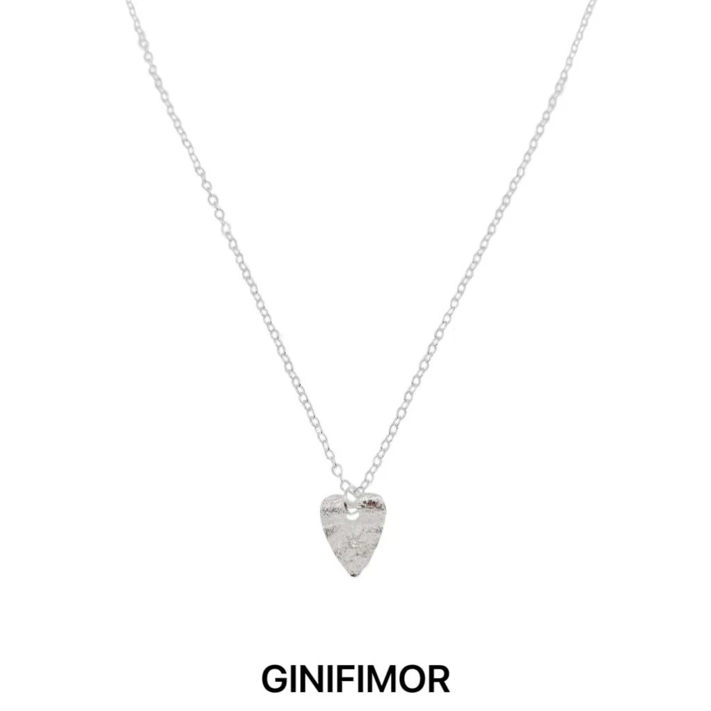 GINIFIMOR 铜合金项链 a656 肌理感小爱心吊坠项链女百搭锁骨链