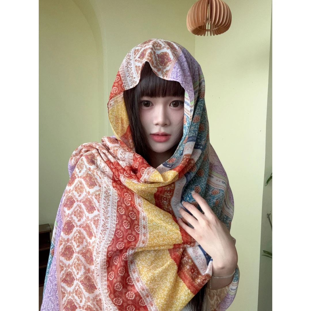 【披肩合集-图案款】民族风成人薄款保暖条纹丝巾欧美复古薄雾
