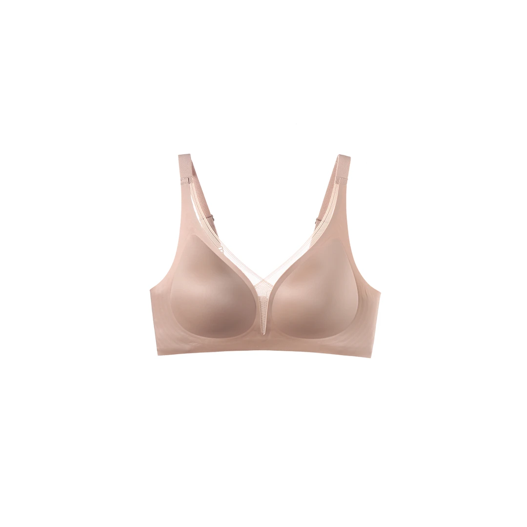 【11-23】法式高光缎面深V网纱文胸 250103