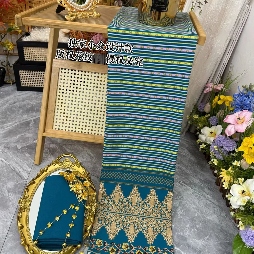 傣族新款配套布料风宫廷风垂感柔软印花面料非成品非刺绣