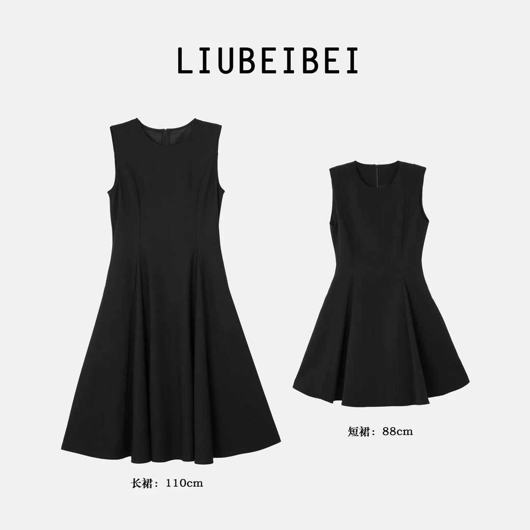 LIUBEIBEI[圆舞曲]2025春款收腰无袖显瘦知性连衣裙-8685