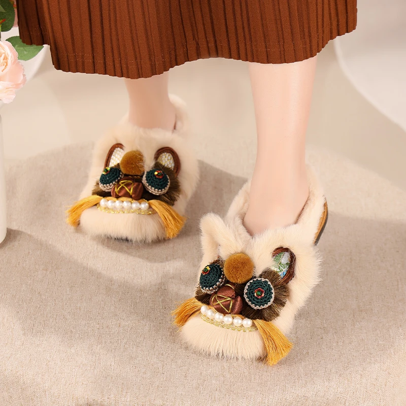 手工虎头鞋新中式国风平底棉鞋民族风非遗手工冬季加绒保暖老虎鞋