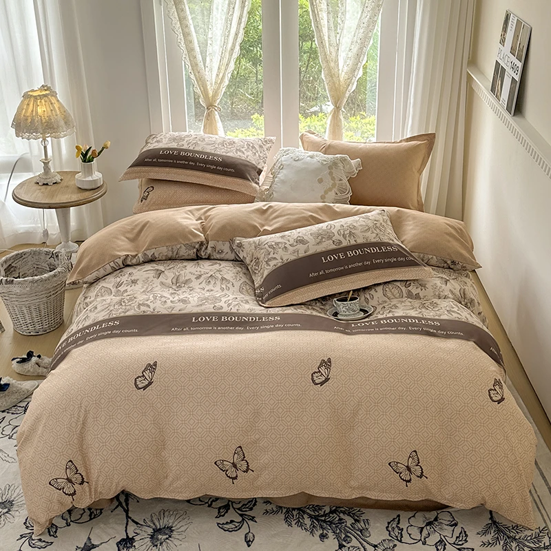 试睡30天-2025春季新款轻奢高级陶瓷磨毛四件套蝶舞花园