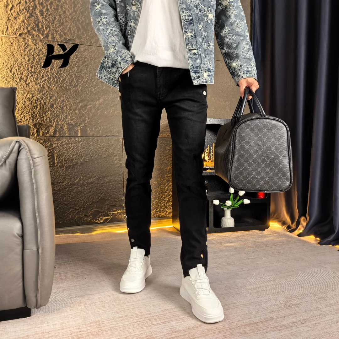 秋季美式高街小直筒牛仔裤修身男2025新款轻奢男士牛仔裤