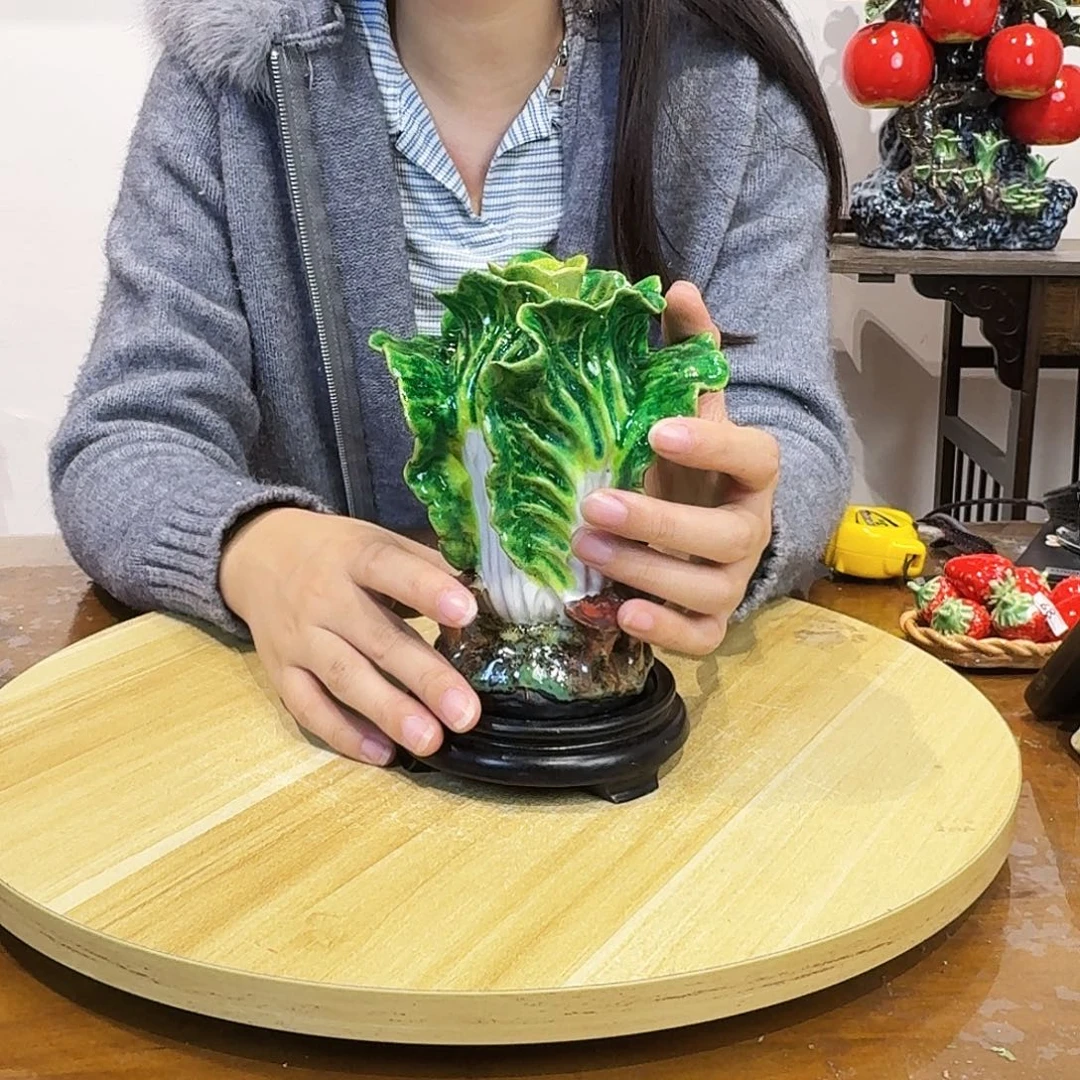 陶瓷翡翠色宝石绿陶瓷白菜