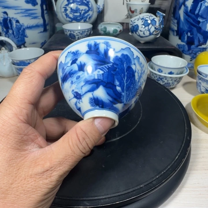 用***0摆件青花花卉小小摆件