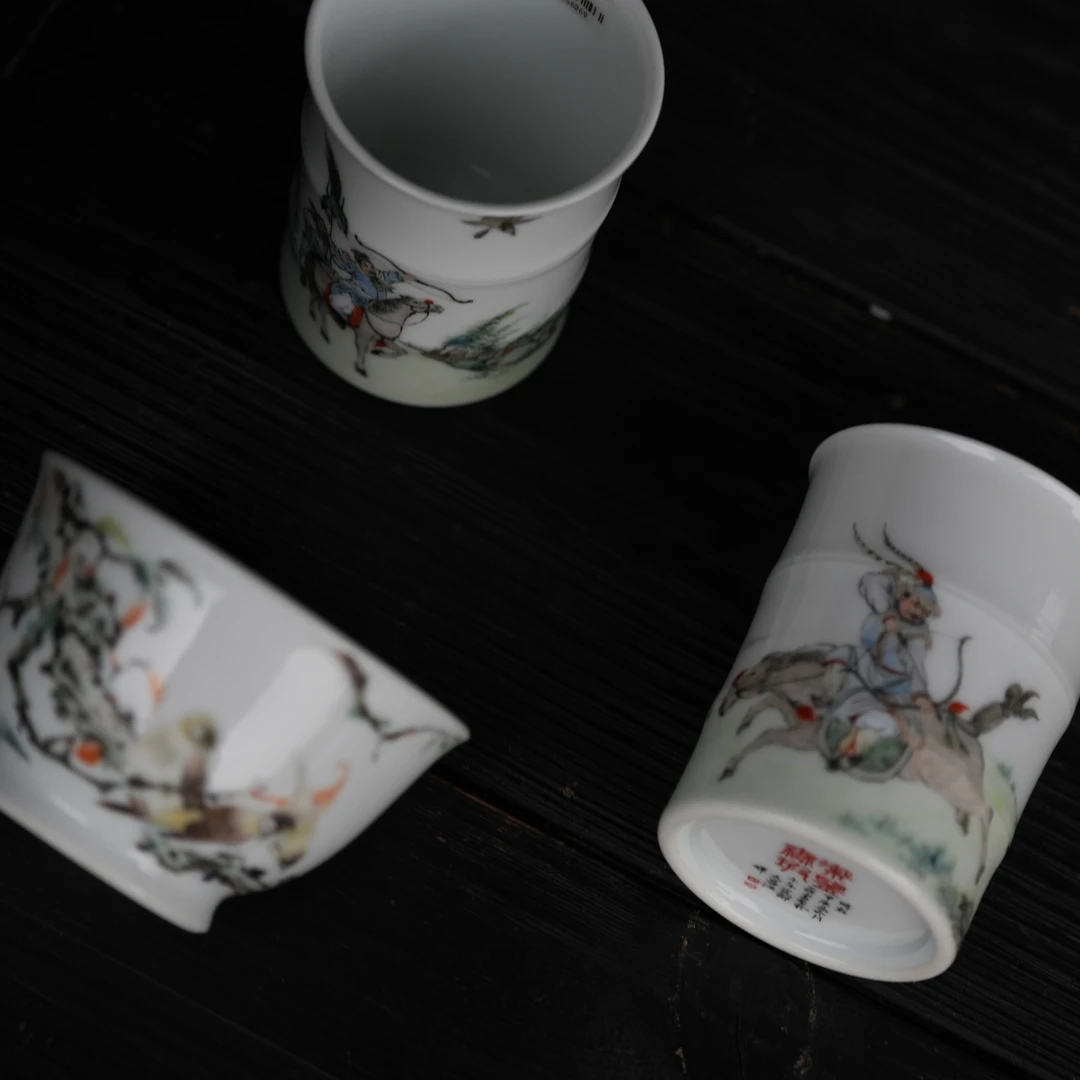 釉上彩浅洚彩主人杯每只都是孤品（不要直接拍，拿图询价）