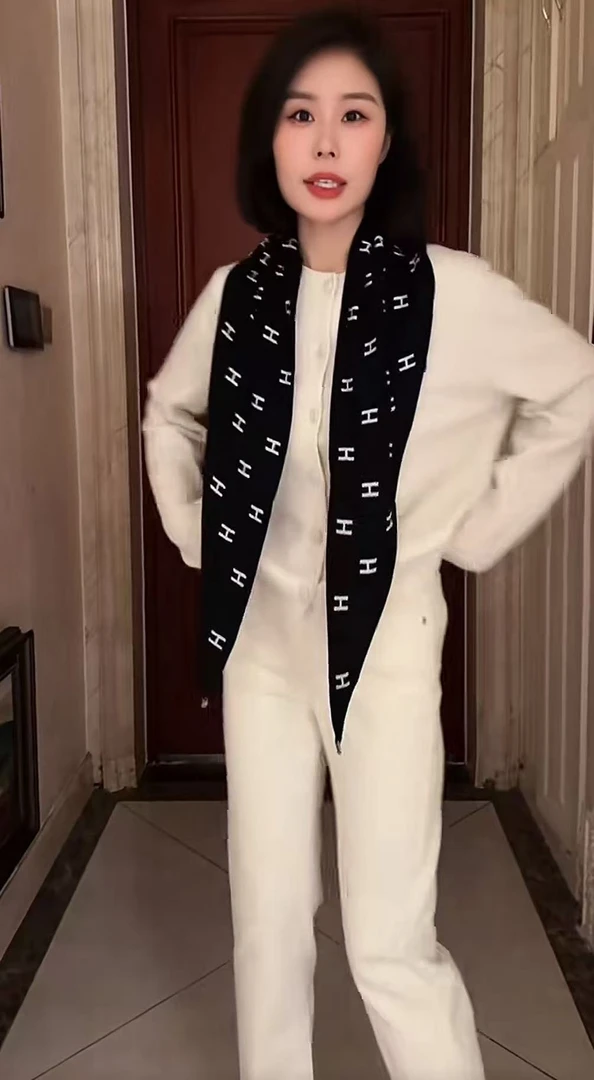 披肩针织开衫 A杏色 8136