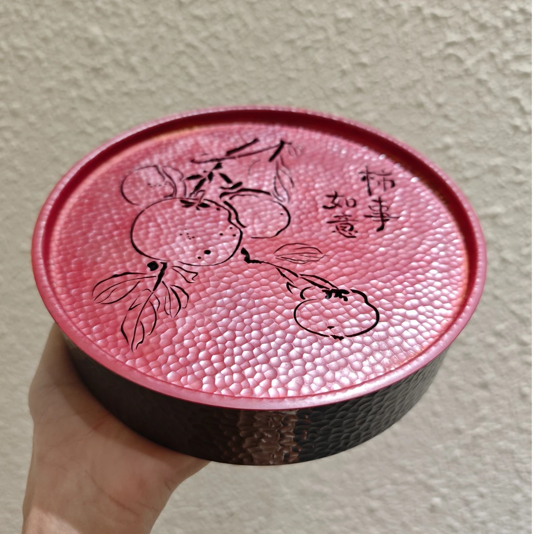 柿柿如意壶承（火烧+黑色）YQBJ191