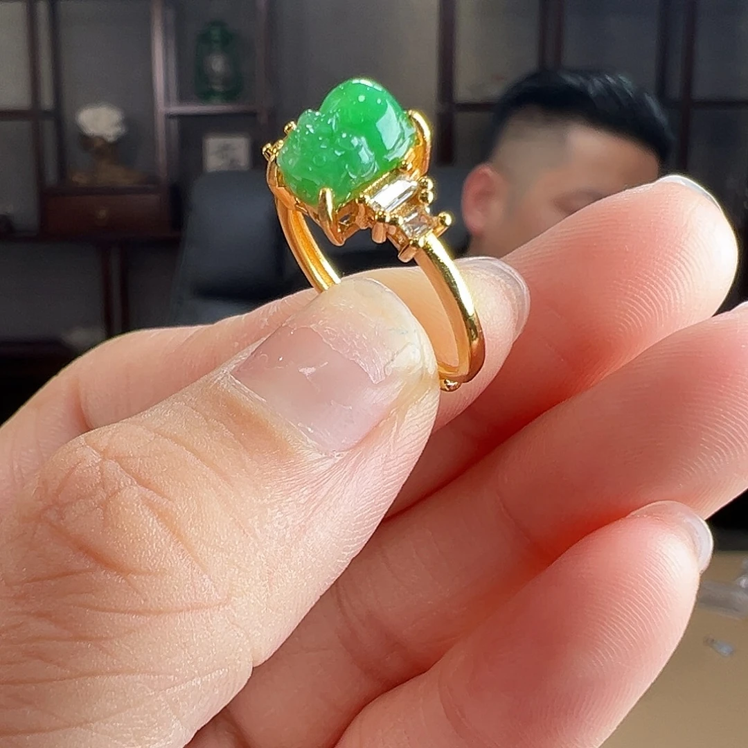 翡翠银S925镶嵌戒指戒指69