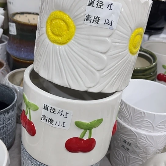 多肉绿植陶瓷花盆9.9包邮，有孔