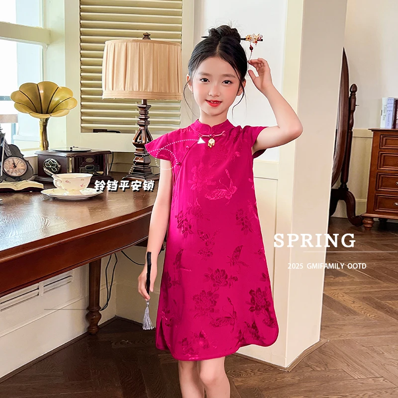 80588女童旗袍裙夏季中国风连衣裙2025新款汉服唐装生日宴裙子
