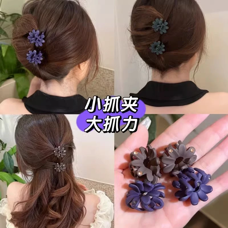 半扎发头饰短发打理神器水钻发夹女后脑勺碎发小夹子花朵抓夹发卡