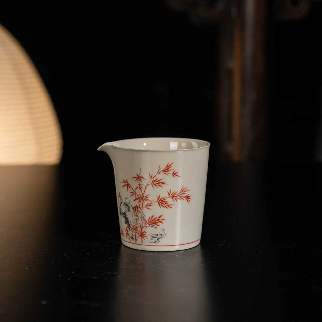 公道杯 茶海 冰台釉红竹 画片随机 瓷器茶周边