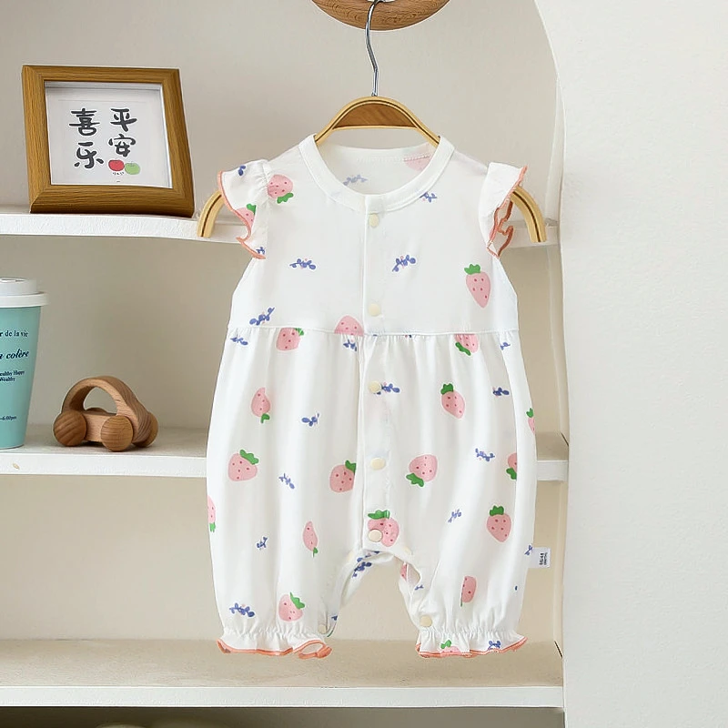 女宝宝夏季连体衣小公主婴儿夏日洋气穿搭丝滑柔软高弹女童飞袖