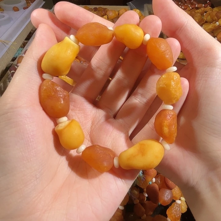 琥珀未镶嵌手链蜜蜡海漂手串