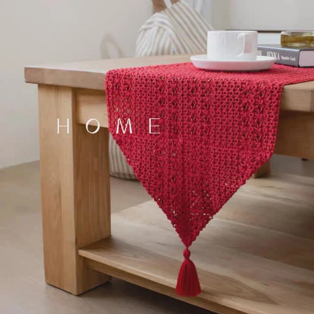 新年喜庆氛围感桌旗餐桌装饰布置茶几电视柜长条红色桌台布