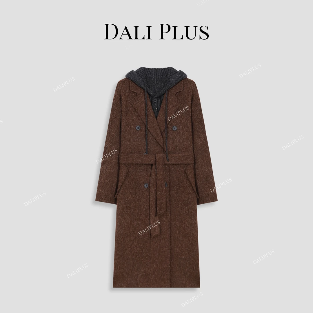 DALI PLUS【苏力羊驼毛】可拆卸针织帽高级双面呢大衣-D4CK0160