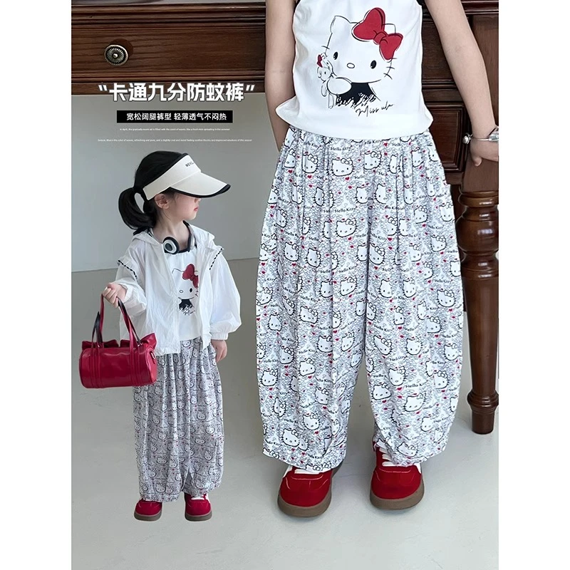 女童裤子2025夏季新款儿童薄款洋气休闲裤九分裤防蚊裤韩25032603