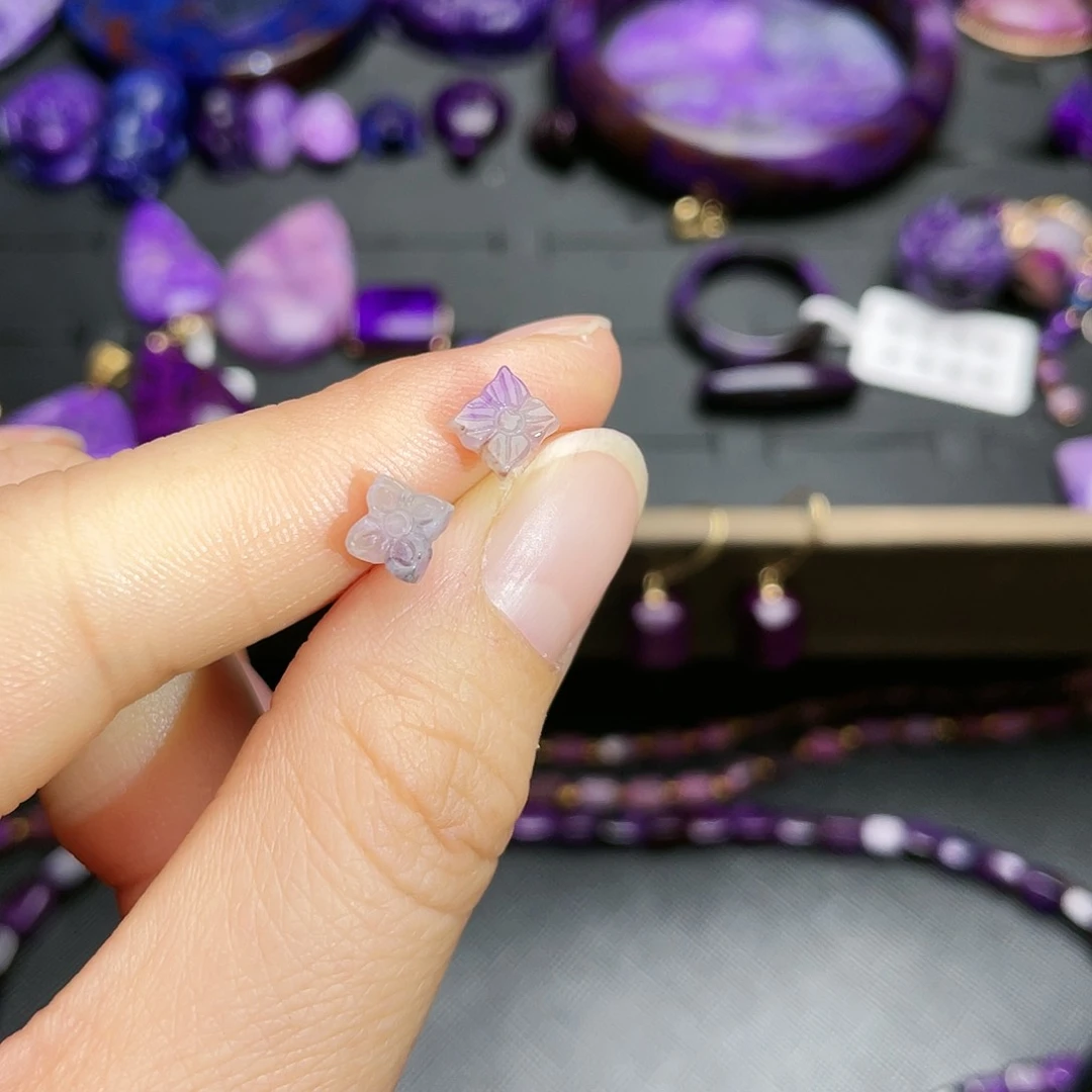 苏纪石（舒俱来）耳钉银S925镶嵌