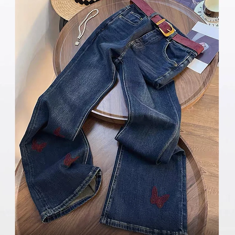 280喇叭裤无腰带阔腿裤新款牛仔裤休闲百搭显瘦女裤