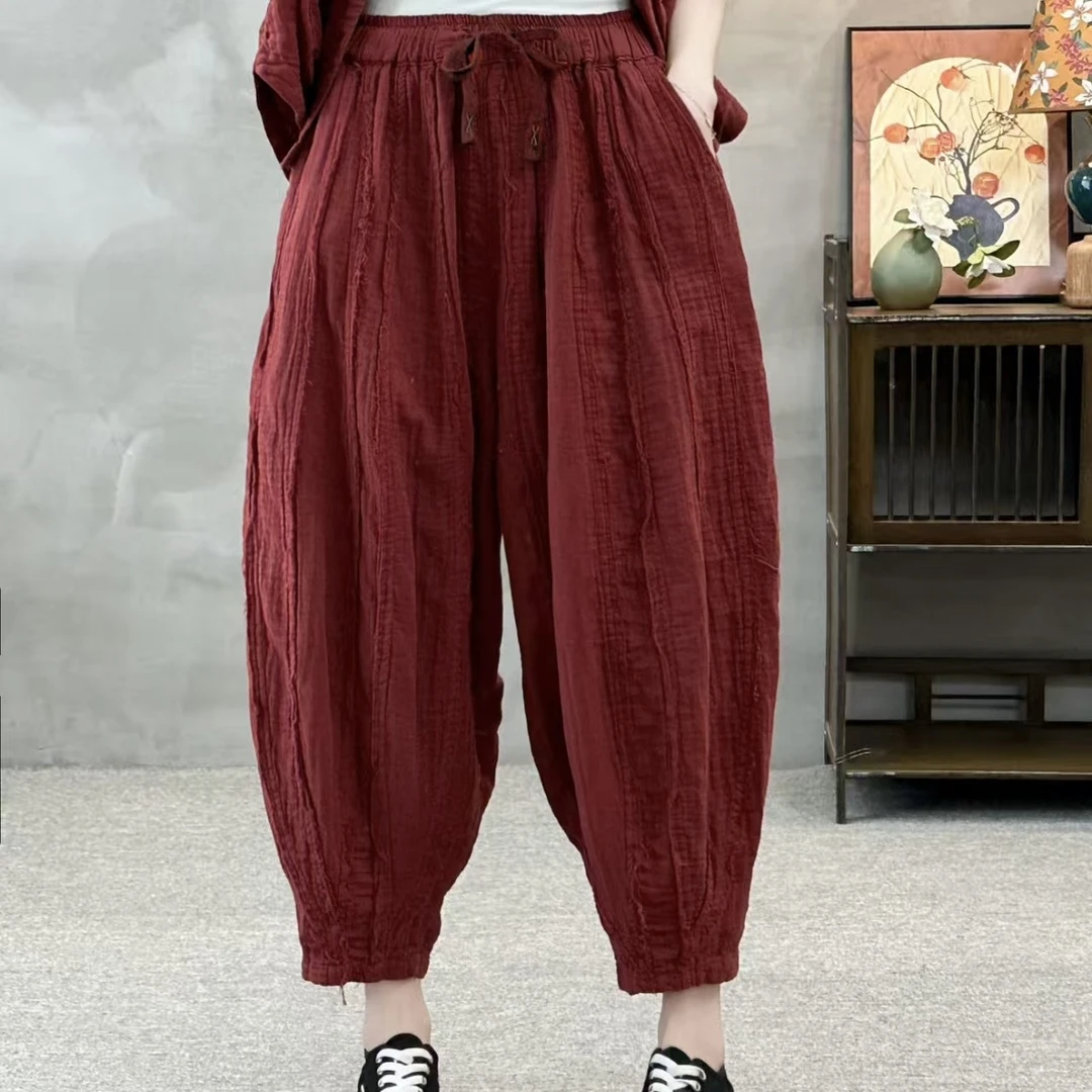 休闲宽松减龄24片南瓜裤显瘦纯色夏季