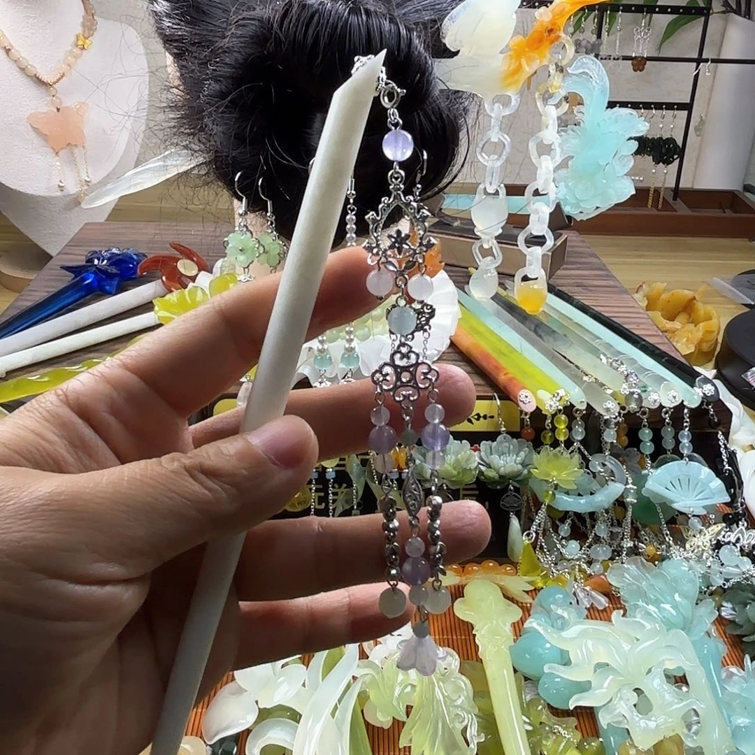 蛇纹石玉合金发饰