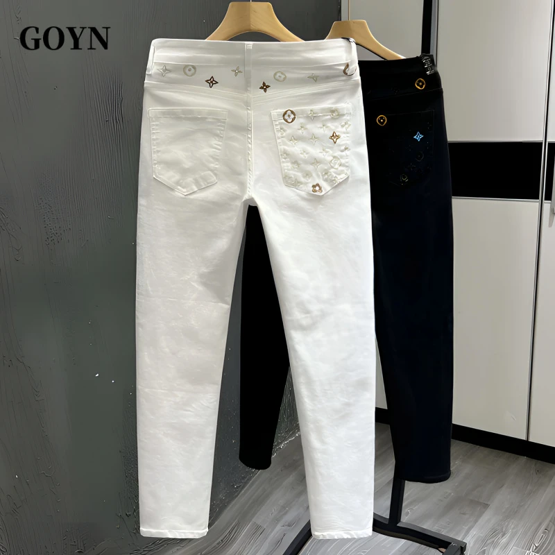 GOYN秋季2025爆款修身小脚男士百搭复古美式痞帅男装休闲牛仔长裤
