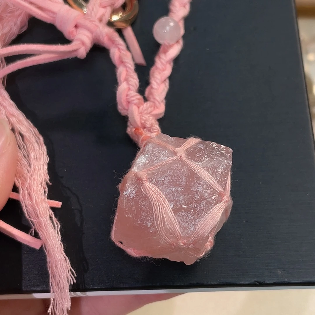 手串水晶未镶嵌粉水晶原石包挂 18号