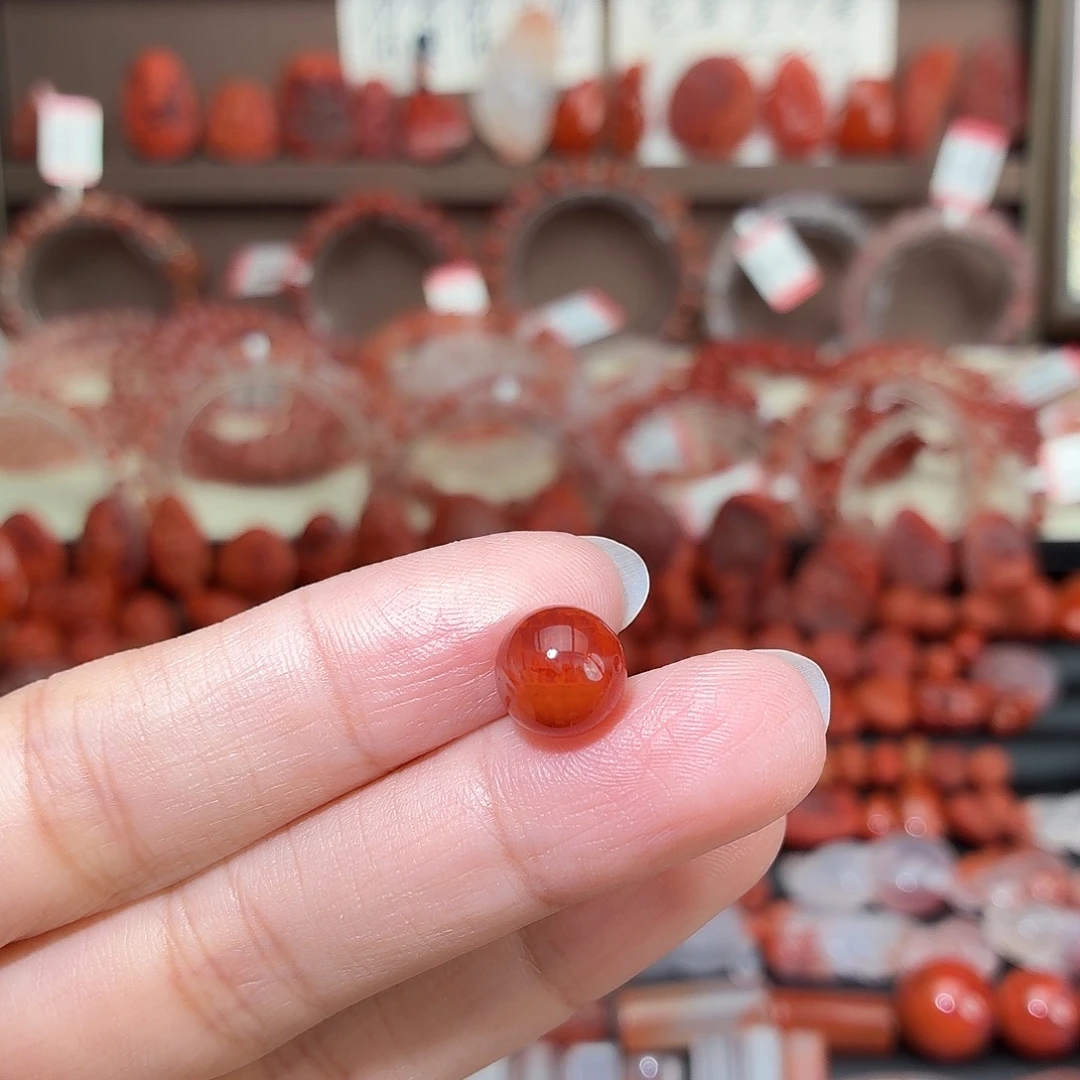 南红玛瑙未镶嵌颈饰火焰纹单珠9+