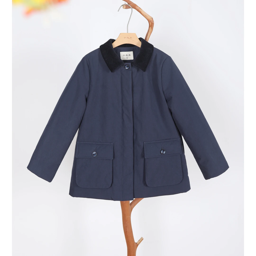 温柔月/十木米原创冬新款百分百长绒棉文艺百搭加厚棉服短外套女