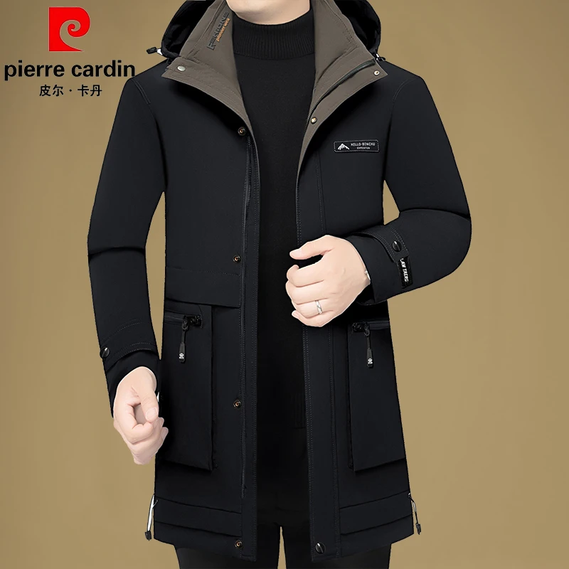 皮尔卡丹男士鹅绒羽绒服2025冬季新款户外男款中长款加厚休闲外套