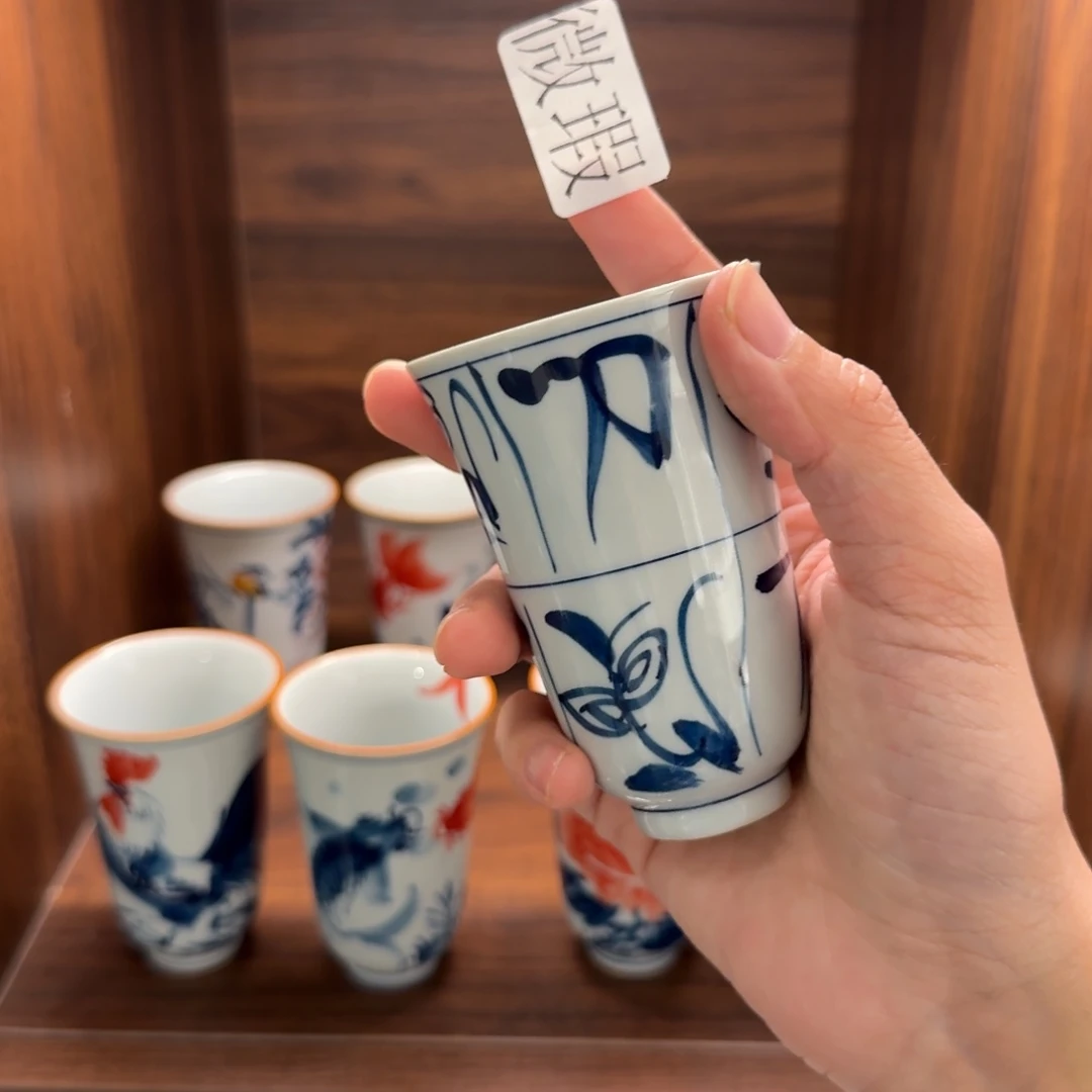 釉下手绘茶具微瑕