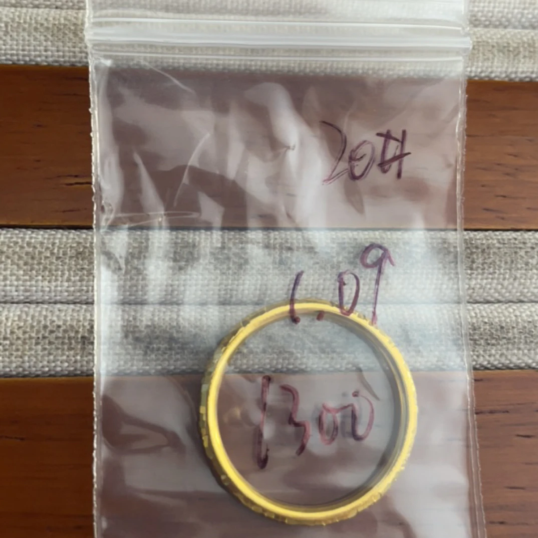 A10克重1.09 20号 圆筒碎冰冰戒指 足金999