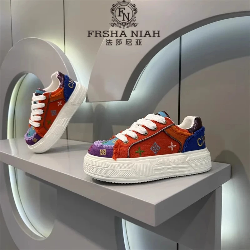 法莎尼亚美式厚底板鞋夏季轻便透气时尚潮流印花百搭休闲男士板鞋