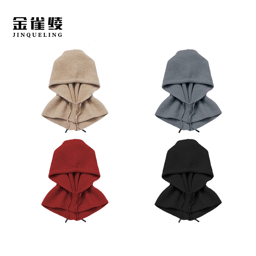 金雀绫【小法帽】纯色针织保暖加宽加大100山羊绒帽SZAK4MZZJ198