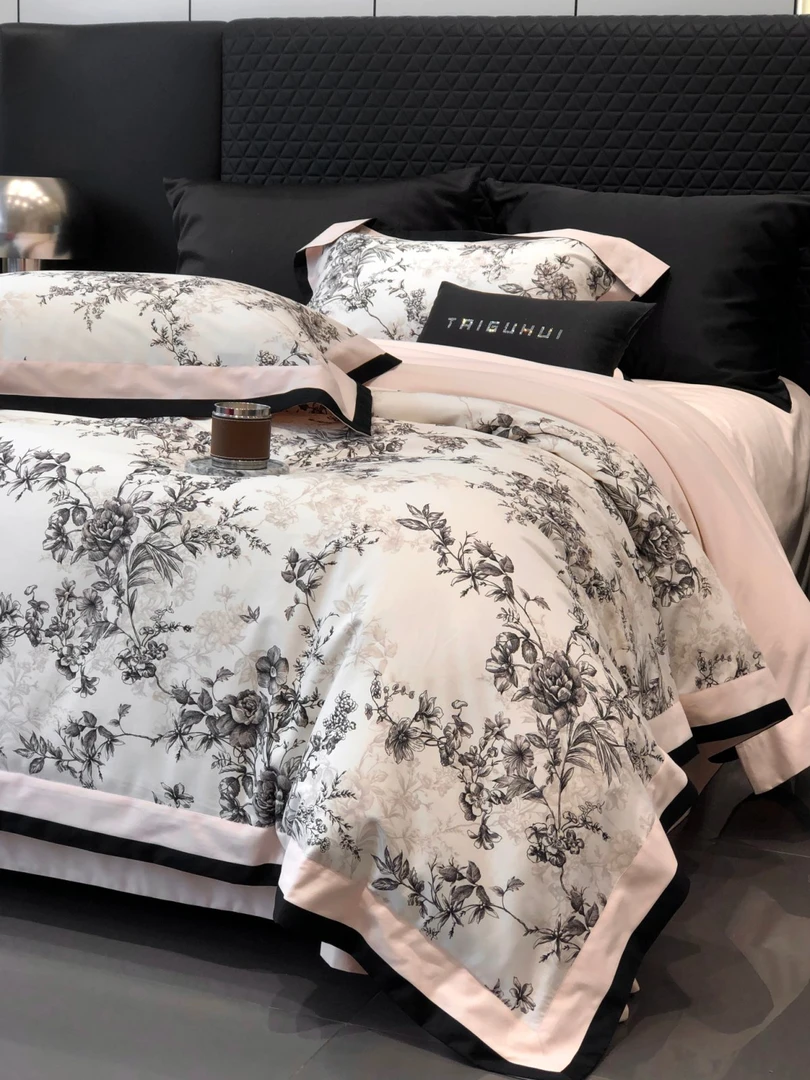 【万妮莎】秋冬磨毛-100支全棉长绒棉磨毛数码印花四件套宽边四件套